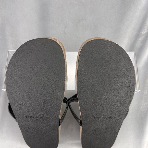 Tory Burch Miller Cloud Patent Sandals Women’s 8.5 Black Cork Thong School Shoes - Picture 13 of 14